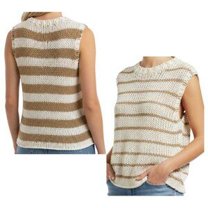 Free People Open Knit Sleeveless Sweater Ivory Tan XS
